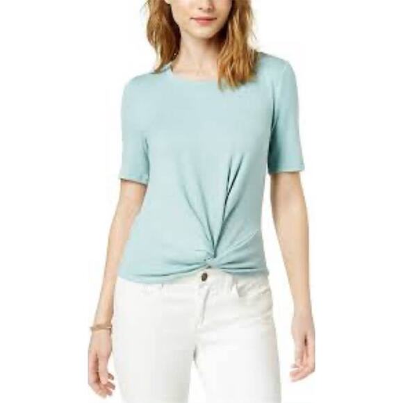 Maison Jules Twist Front Seafoam Knit T-Shirt -XL - Picture 1 of 5